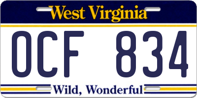WV license plate OCF834
