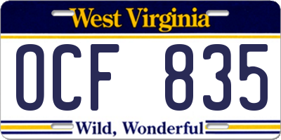 WV license plate OCF835