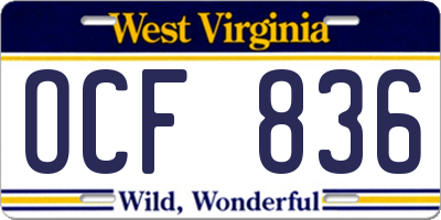 WV license plate OCF836