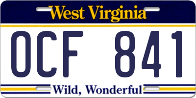 WV license plate OCF841