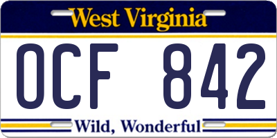 WV license plate OCF842