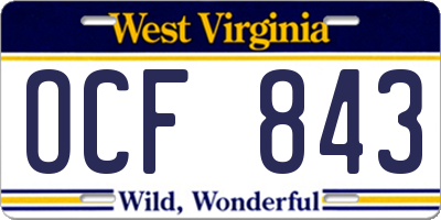 WV license plate OCF843