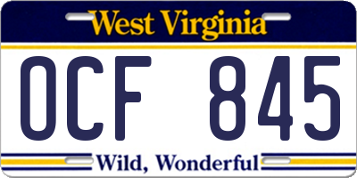 WV license plate OCF845