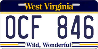 WV license plate OCF846