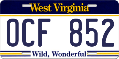 WV license plate OCF852