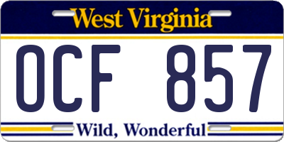 WV license plate OCF857
