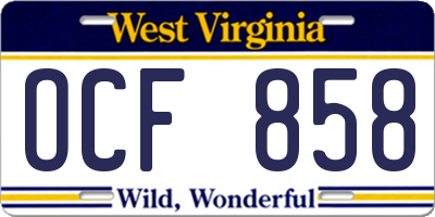 WV license plate OCF858