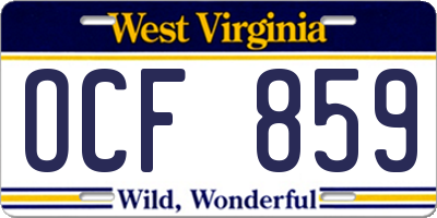 WV license plate OCF859