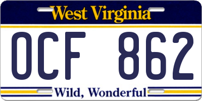 WV license plate OCF862