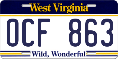 WV license plate OCF863