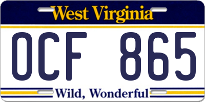 WV license plate OCF865