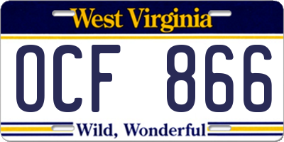 WV license plate OCF866