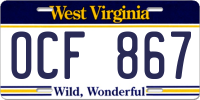 WV license plate OCF867