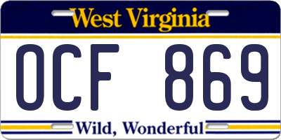 WV license plate OCF869
