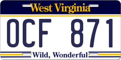 WV license plate OCF871