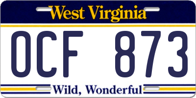 WV license plate OCF873