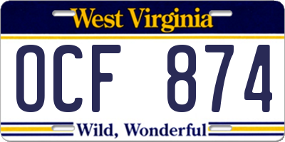 WV license plate OCF874