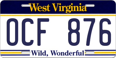WV license plate OCF876