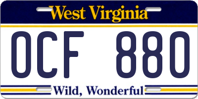 WV license plate OCF880