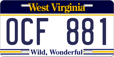 WV license plate OCF881