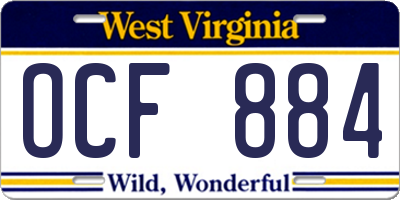 WV license plate OCF884