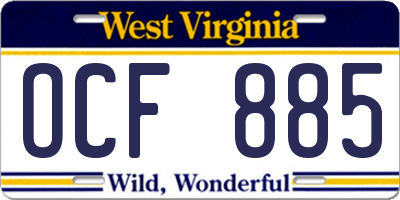WV license plate OCF885