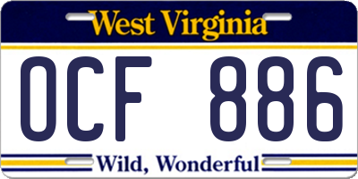 WV license plate OCF886