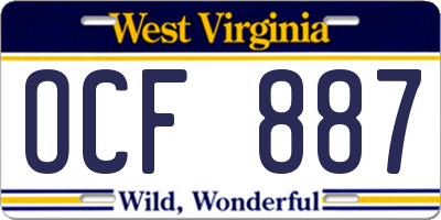 WV license plate OCF887