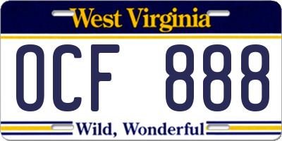 WV license plate OCF888