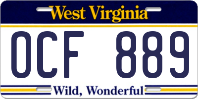 WV license plate OCF889