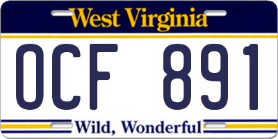 WV license plate OCF891