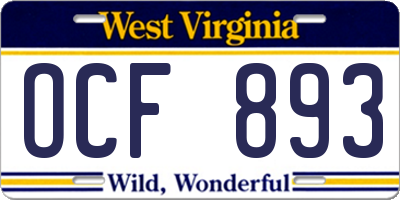 WV license plate OCF893