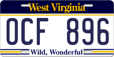 WV license plate OCF896