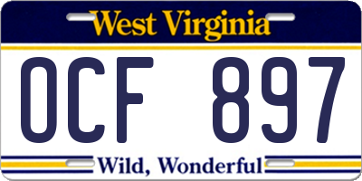 WV license plate OCF897