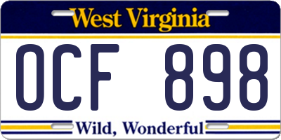 WV license plate OCF898