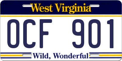 WV license plate OCF901