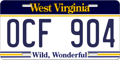 WV license plate OCF904