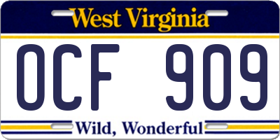 WV license plate OCF909