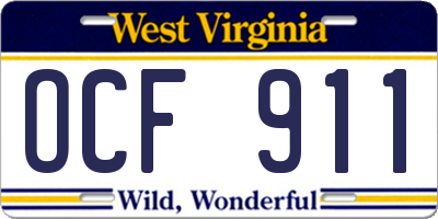 WV license plate OCF911