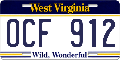 WV license plate OCF912