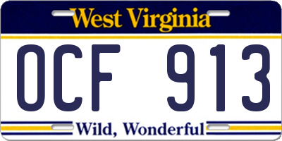 WV license plate OCF913