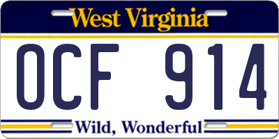 WV license plate OCF914