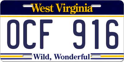 WV license plate OCF916