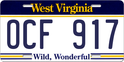 WV license plate OCF917