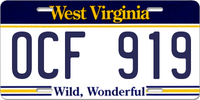 WV license plate OCF919