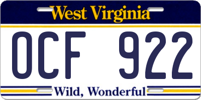 WV license plate OCF922