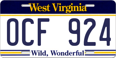 WV license plate OCF924