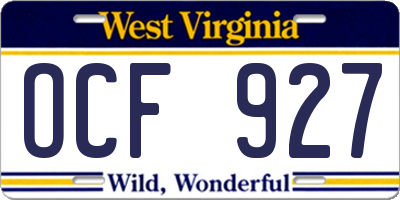 WV license plate OCF927
