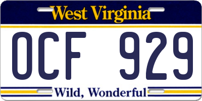 WV license plate OCF929