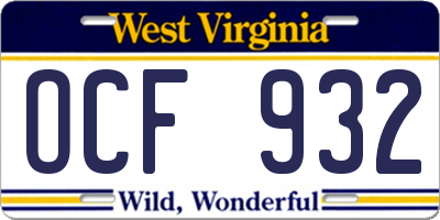WV license plate OCF932